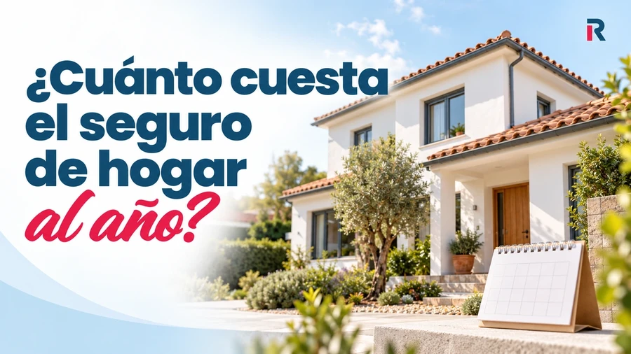 Vivienda y calendario junto al titular «¿Cuánto cuesta el seguro de hogar al año?», con la identidad visual de Rankia.