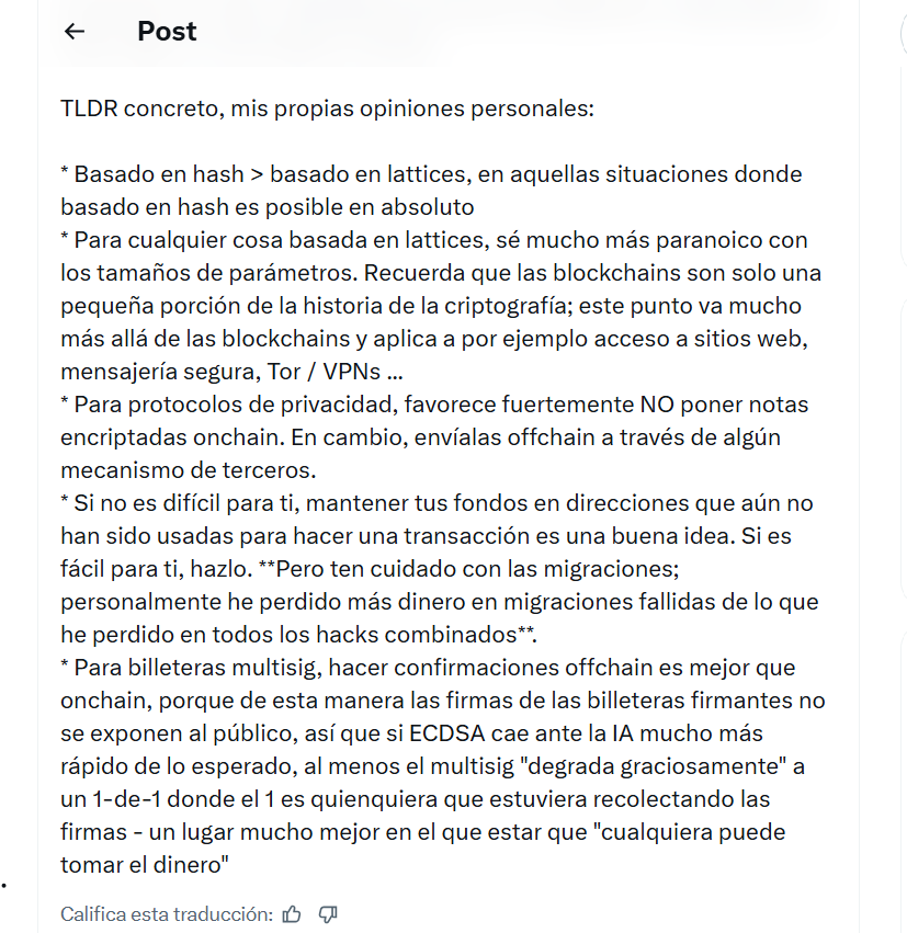 Los consejos finales de Buterin. Fuente: X (@VitalikButerin)