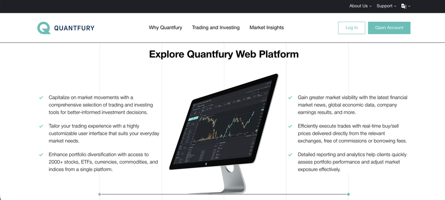 Plataforma de trading de Quantfury