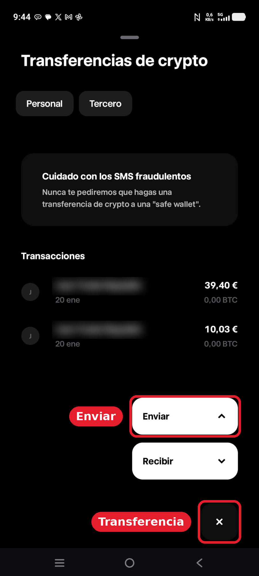 Trade Republic permite enviar y recibir criptomonedas a su wallet