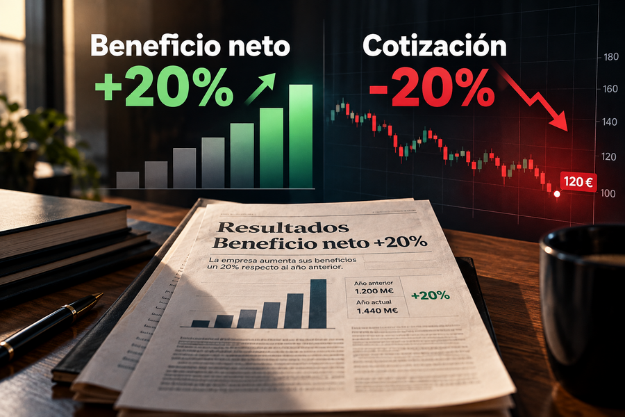 📉 Una empresa gana un 20% más y sus acciones caen un 20%. ¿Qué está pasando?