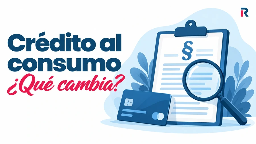 Contrato de crédito al consumo ilustrado junto a una tarjeta y una lupa, como símbolo de la revisión de sus condiciones.
