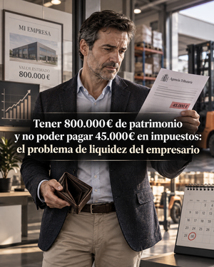 Tener 800.000€ de patrimonio y no poder pagar 45.000€ en impuestos: el problema de liquidez del empresario