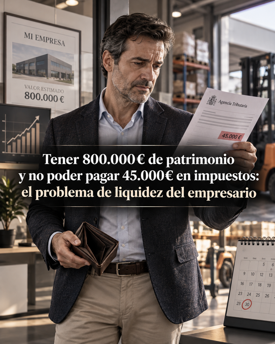 Tener 800.000€ de patrimonio y no poder pagar 45.000€ en impuestos: el problema de liquidez del empresario