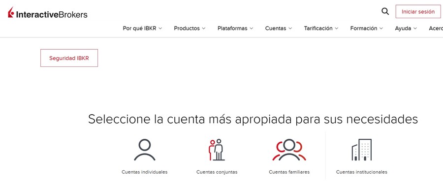 Interactive Brokers incluye varios tipos de cuenta