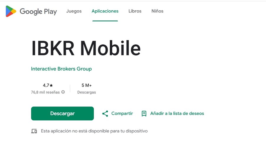 Opiniones de los usuarios sobre Interactive Brokers en Google Play Store